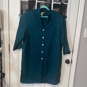 Vintage Men's Teal Button-Up Poncho